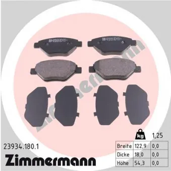 Jeu de 4 plaquettes de frein avant ZIMMERMANN 23934.180.1