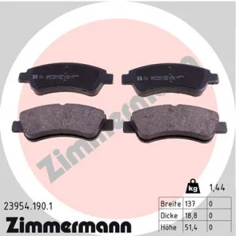 Jeu de 4 plaquettes de frein avant ZIMMERMANN 23954.190.1