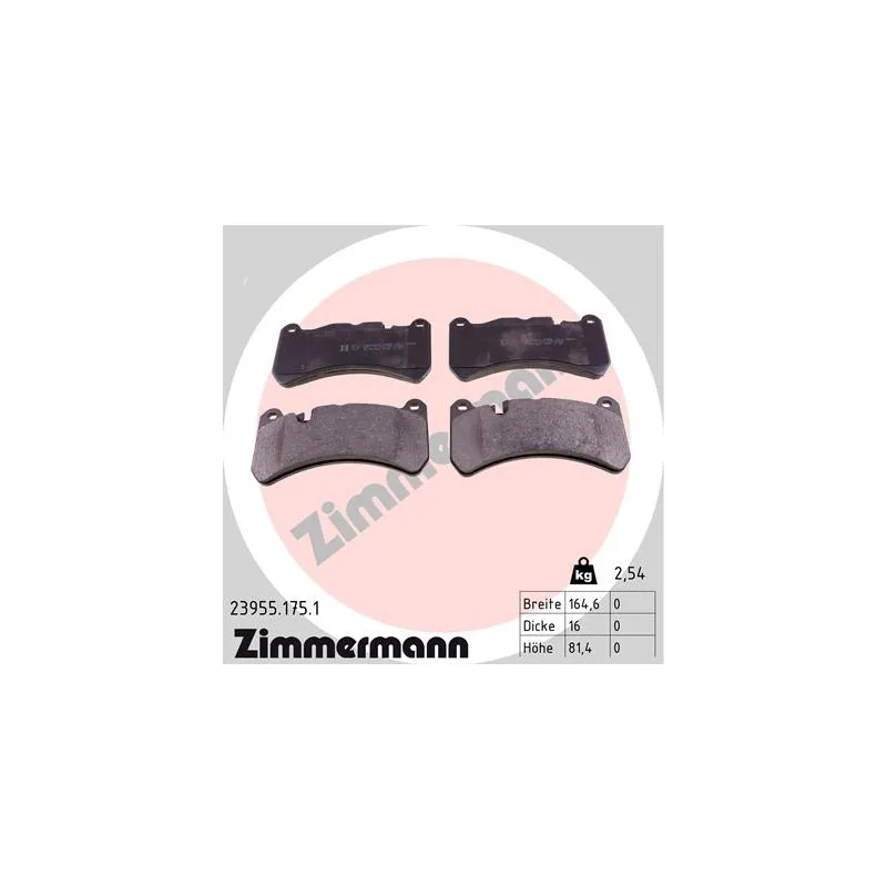 Jeu de 4 plaquettes de frein avant ZIMMERMANN 23955.175.1