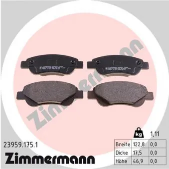 Jeu de 4 plaquettes de frein avant ZIMMERMANN 23959.175.1