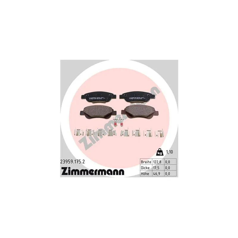 Jeu de 4 plaquettes de frein avant ZIMMERMANN 23959.175.2