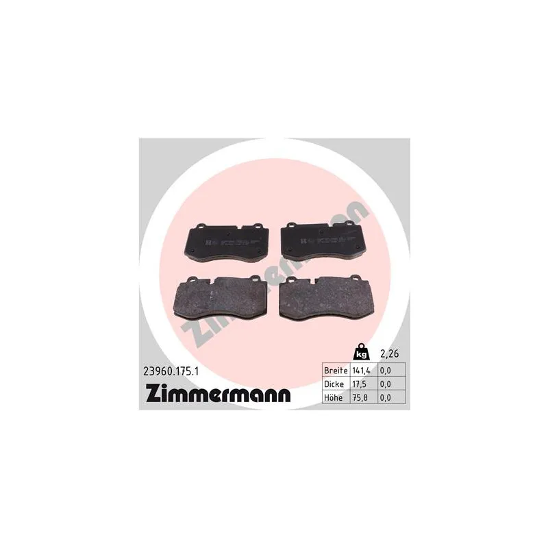 Jeu de 4 plaquettes de frein avant ZIMMERMANN 23960.175.1