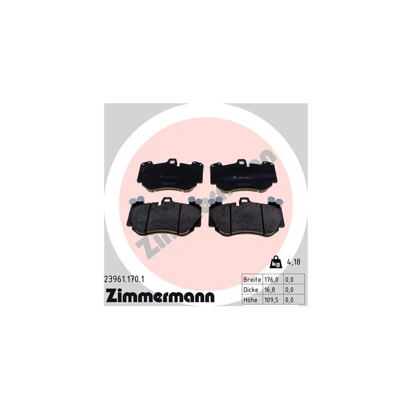 Jeu de 4 plaquettes de frein avant ZIMMERMANN 23961.170.1