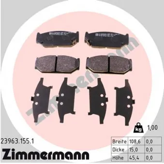Jeu de 4 plaquettes de frein avant ZIMMERMANN 23963.155.1