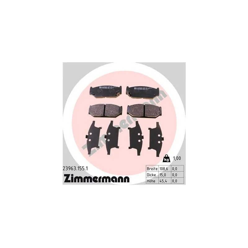 Jeu de 4 plaquettes de frein avant ZIMMERMANN 23963.155.1