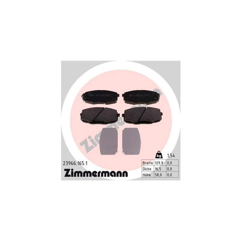 Jeu de 4 plaquettes de frein avant ZIMMERMANN 23966.165.1