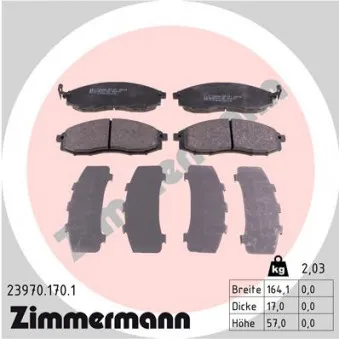 Jeu de 4 plaquettes de frein avant ZIMMERMANN 23970.170.1