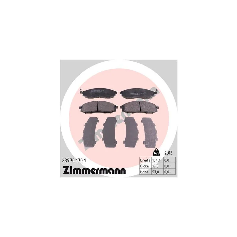 Jeu de 4 plaquettes de frein avant ZIMMERMANN 23970.170.1