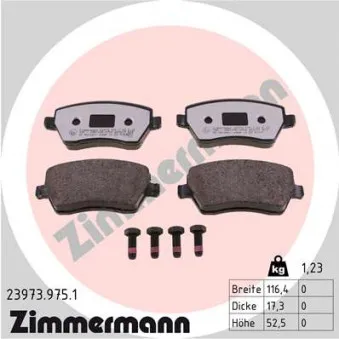 Jeu de 4 plaquettes de frein avant ZIMMERMANN 23973.975.1