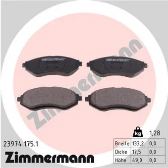 Jeu de 4 plaquettes de frein avant ZIMMERMANN 23974.175.1