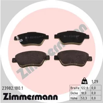 Jeu de 4 plaquettes de frein avant ZIMMERMANN 23982.180.1