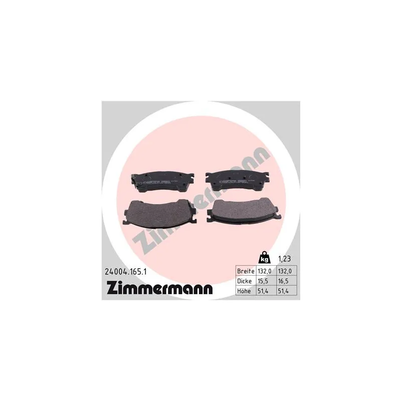 Jeu de 4 plaquettes de frein avant ZIMMERMANN 24004.165.1