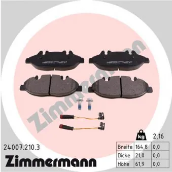 Jeu de 4 plaquettes de frein avant ZIMMERMANN 24007.210.3