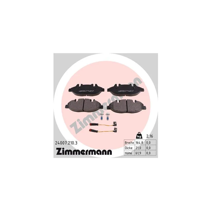 Jeu de 4 plaquettes de frein avant ZIMMERMANN 24007.210.3