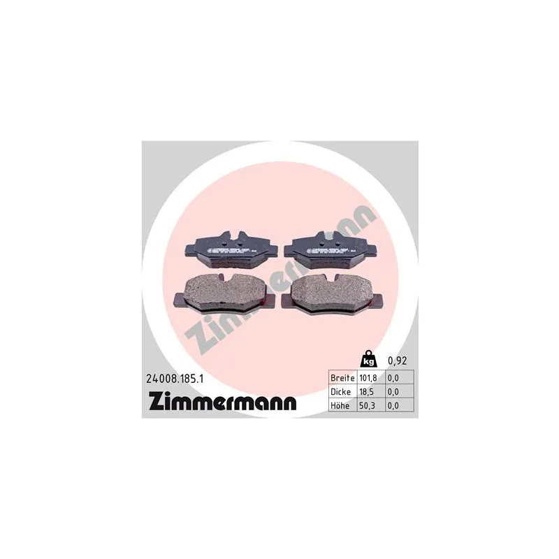 Jeu de 4 plaquettes de frein arrière ZIMMERMANN 24008.185.1