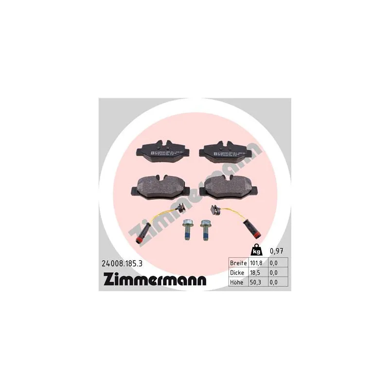 Jeu de 4 plaquettes de frein arrière ZIMMERMANN 24008.185.3