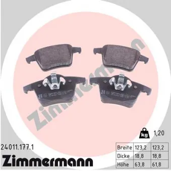 Jeu de 4 plaquettes de frein arrière ZIMMERMANN 24011.177.1