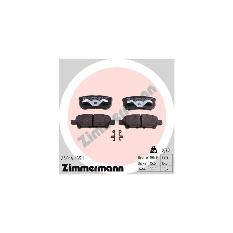 Jeu de 4 plaquettes de frein arrière ZIMMERMANN 24014.155.1