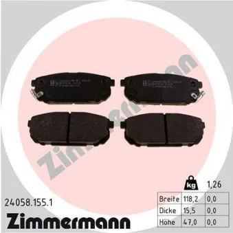 Jeu de 4 plaquettes de frein arrière ZIMMERMANN 24058.155.1