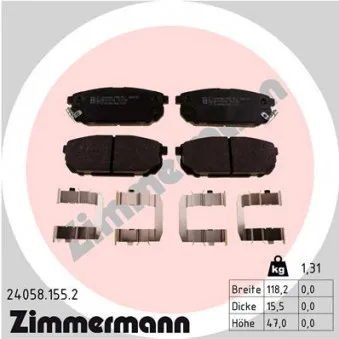 Jeu de 4 plaquettes de frein arrière ZIMMERMANN 24058.155.2