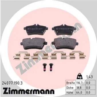 Jeu de 4 plaquettes de frein avant ZIMMERMANN 24077.190.3