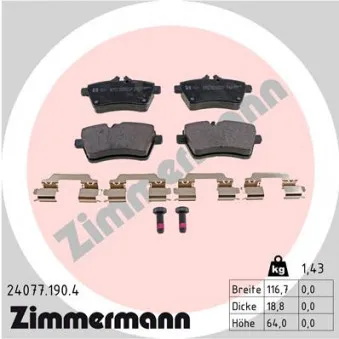 Jeu de 4 plaquettes de frein avant ZIMMERMANN 24077.190.4
