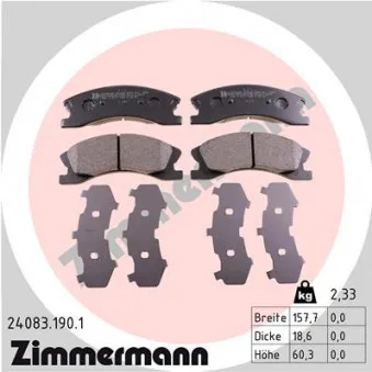 Jeu de 4 plaquettes de frein avant ZIMMERMANN 24083.190.1