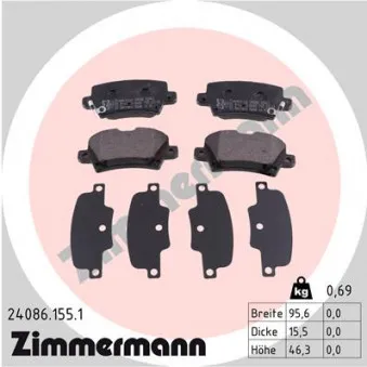 Jeu de 4 plaquettes de frein arrière ZIMMERMANN 24086.155.1