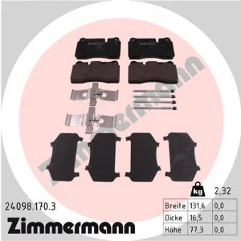 Jeu de 4 plaquettes de frein avant ZIMMERMANN 24098.170.3