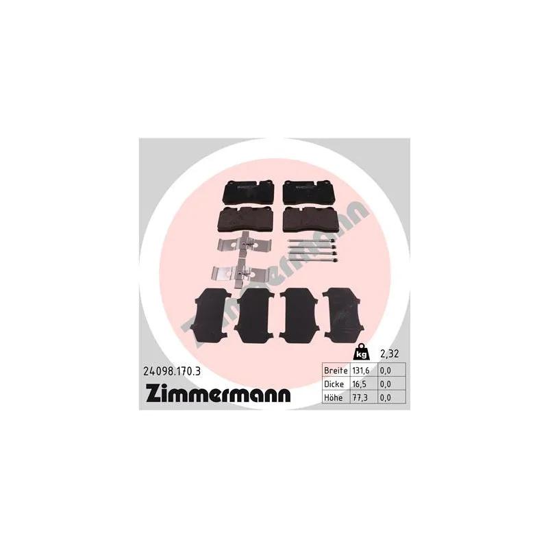 Jeu de 4 plaquettes de frein avant ZIMMERMANN 24098.170.3