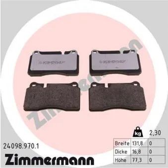 Jeu de 4 plaquettes de frein avant ZIMMERMANN 24098.970.1