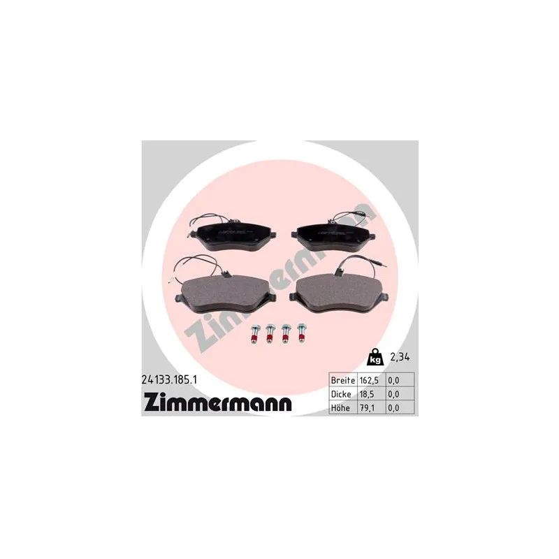 Jeu de 4 plaquettes de frein avant ZIMMERMANN 24133.185.1
