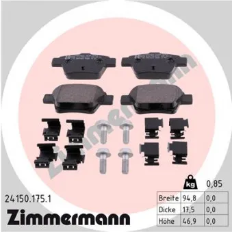 Jeu de 4 plaquettes de frein arrière ZIMMERMANN 24150.175.1