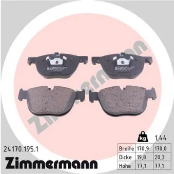 Jeu de 4 plaquettes de frein avant ZIMMERMANN 24170.195.1