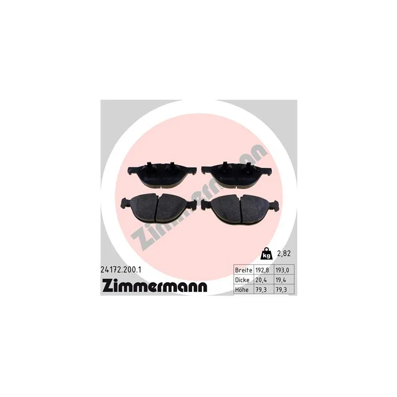 Jeu de 4 plaquettes de frein avant ZIMMERMANN 24172.200.1