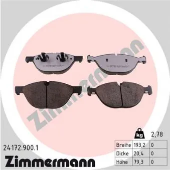 Jeu de 4 plaquettes de frein avant ZIMMERMANN 24172.900.1
