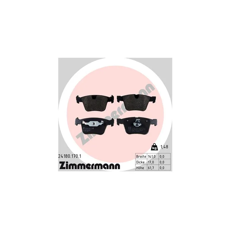 Jeu de 4 plaquettes de frein arrière ZIMMERMANN 24180.170.1