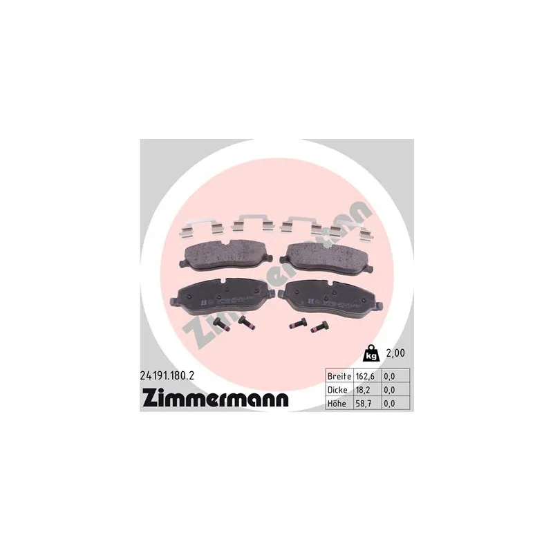 Jeu de 4 plaquettes de frein avant ZIMMERMANN 24191.180.2