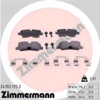 Jeu de 4 plaquettes de frein arrière ZIMMERMANN 24192.175.2