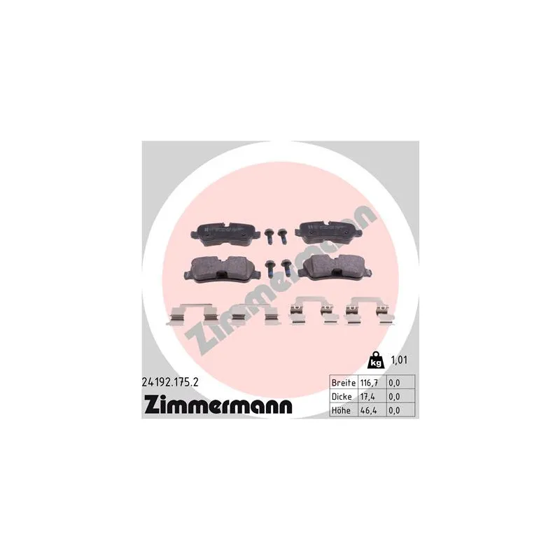 Jeu de 4 plaquettes de frein arrière ZIMMERMANN 24192.175.2
