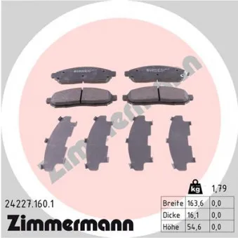 Jeu de 4 plaquettes de frein avant ZIMMERMANN 24227.160.1