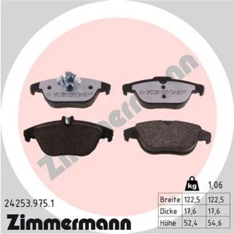 Jeu de 4 plaquettes de frein arrière ZIMMERMANN 24253.975.1