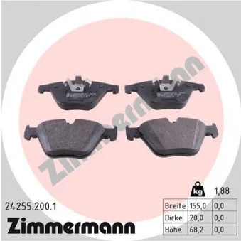Jeu de 4 plaquettes de frein avant ZIMMERMANN 24255.200.1