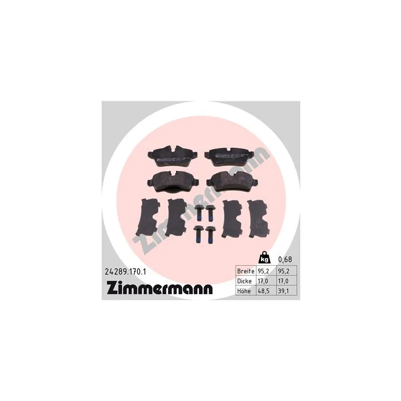 Jeu de 4 plaquettes de frein arrière ZIMMERMANN 24289.170.1