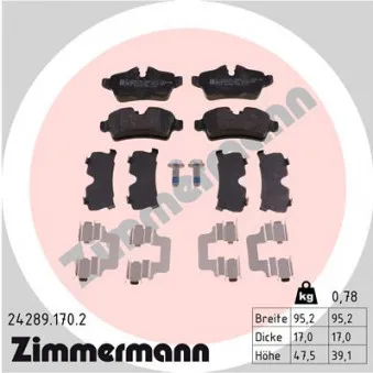 Jeu de 4 plaquettes de frein arrière ZIMMERMANN 24289.170.2