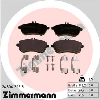 Jeu de 4 plaquettes de frein avant ZIMMERMANN 24306.205.3