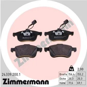 Jeu de 4 plaquettes de frein avant ZIMMERMANN 24339.200.1
