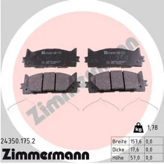 Jeu de 4 plaquettes de frein avant ZIMMERMANN 24350.175.2