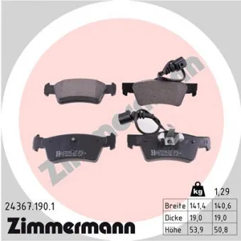 Jeu de 4 plaquettes de frein arrière ZIMMERMANN 24367.190.1