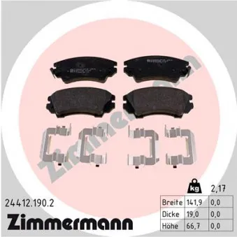 Jeu de 4 plaquettes de frein avant ZIMMERMANN 24412.190.2